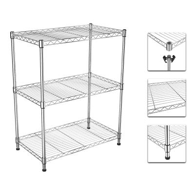 China 3 Tier Metal Wire Storage Shelving Unit Adjustable Wire Rack Organizer for sale