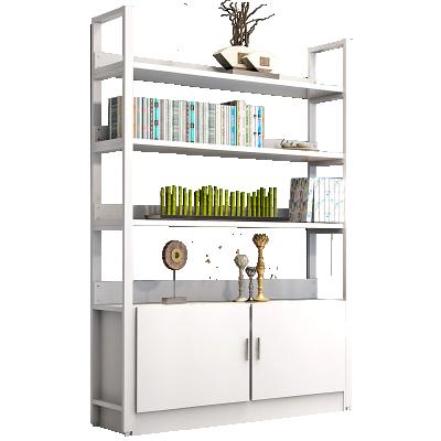 China Modern Convertible White Wood Frame 4-Shelf Book Shelving Display and Metal Rack Open Standing Shelving Unit for Home Office Study Retale for sale