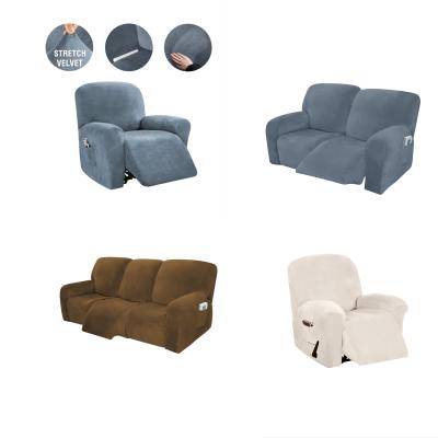 China Factory Luxury Velvet Stretch Recliner Slipcovers 4-8 Pieces Custom Stretch Chair Cover 1 2 3 Seat Recliner Sofa Cover for sale