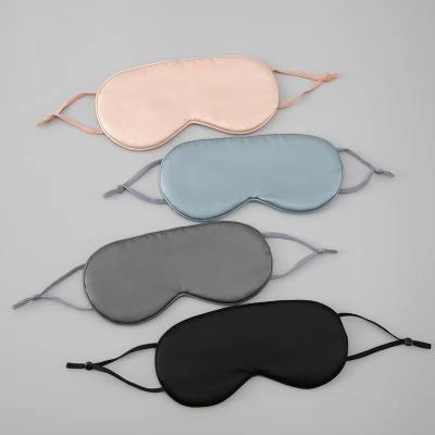 China Formal Good Quality Soft Comfortable Silk Eye Mask Sleeping Mask Night Cover Black 100% Adjustable Strap For Sleeping For Airplane Travel for sale