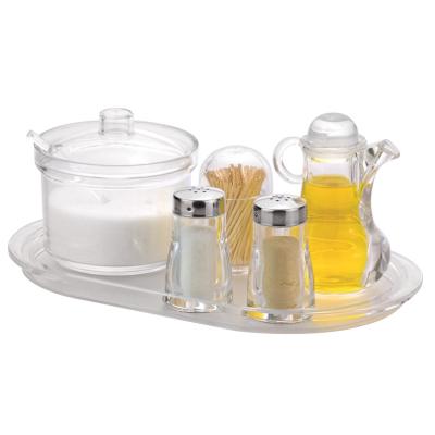 China Fresh Preservation Condiment Serving Salt and Pepper ShakerJar Condiment Set Clear Condiment Holder Acrylic Condiment Cart for sale