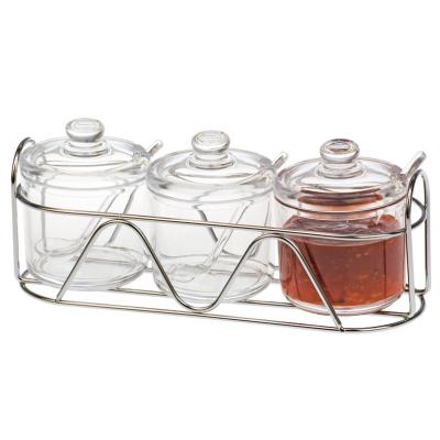 China 3pcs/set Condiment Canister Sustainable Tea Sugar Coffee Storage Jar With Spoon 300ml Acrylic Kitchen Canister for sale