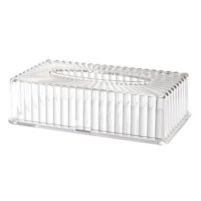 China High Quality Fancy Tissue Box Holder Stripe Napkin Holder Swirl Rectangular Acrylic Clear Plastic Tissue Holder for sale