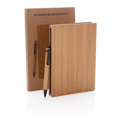 China Wholesale Customizable Custom Bamboo Eco Logo Journals Hardcover Journals Hardcover Notebook Stationery Gift Set With Pen for sale