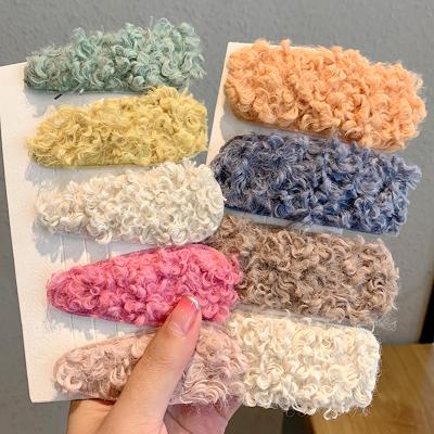 China C&J Autumn&Winter new plush candy lamb fashionable hot cute girl color drop-shaped bb Pin Hair Clips Hair Accessory for sale