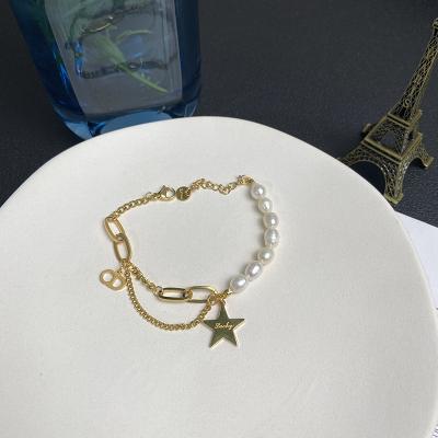 China C&J Punk Scent Tiny Star Chain Star Bead Quilted Titanium Steel Bracelets for sale