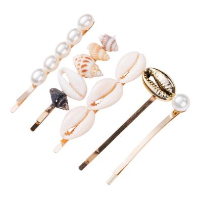 China Fashionable Korean C&J Celebrity Shell Hairpin Set Accessories Femininity Clip Five-piece Set Side Resort Beach Style Hair Clip for sale