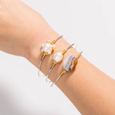 China 2020 C&J Minimalistic Multicolor Natural Onyx Jewelry Bracelet Fashionable Silver Exquisite Ladies Bracelet Accessories for sale