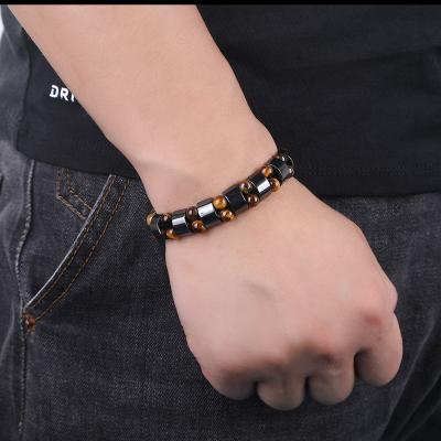 China Trendy New Arrival Adult Men's Fashion Tiger Eye Stone Natural Black Bracelet from C&J for sale