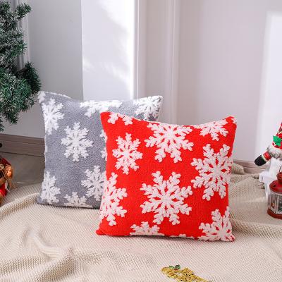 China GL-211 Non-Toxic Soft Faux Fur Fuzzy Cute Decorative Christmas Throw Pillow Covers With Snowflake Printed Pillowcases for sale