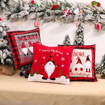 China Folded Christmas Plaid Blanket Cotton Merry Christmas Gnome Pillow Cover YQ-316 for sale