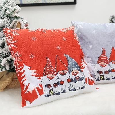 China YQ-109 Christmas Gnome Pillow Cover Cotton Linen Christmas Cushion Pillow Case 18x18 Square Inch for sale