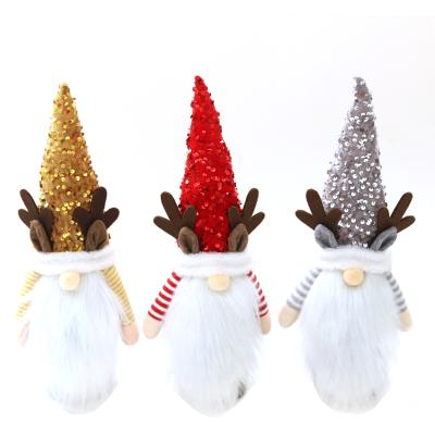 China YQ-032 Christmas Gnome Fashionable Wine Bottle Covers Decorative Glitter Tomte Gnomes Swedish Wine Bottle Toppers for sale