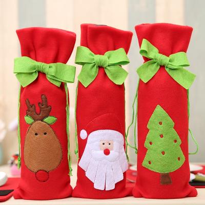 China Professional Wine Bottle Cover HB-3227 Red Wine Bottle Bag for Holiday Decorations Cloth Christmas Wine Bottle Cover for sale