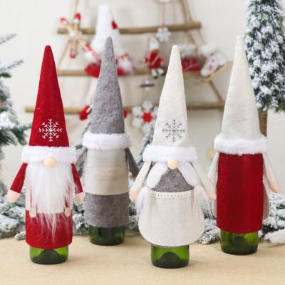 China Fashionable Christmas Santa Snowman Reindeer Red Wine Bottle Bags Christmas Gnomes Wine Bottle Cover YQ-4955 for sale