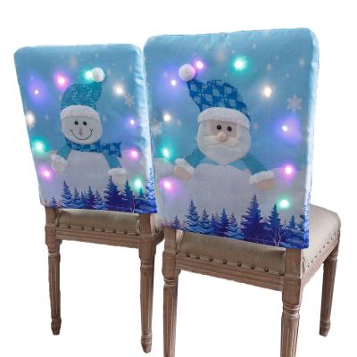 China Blue Canvas New Arrival YH-222 Snowman Santa Christmas Chair Cover With Led Lights for sale