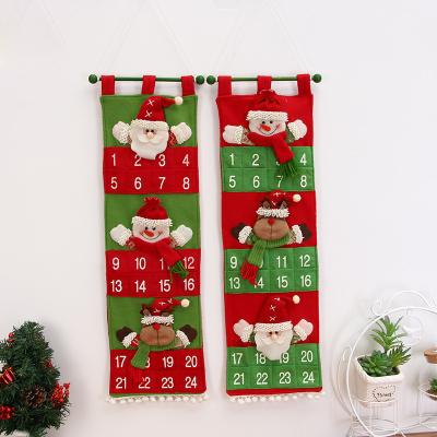 China Eco-Friendly Recycle Hanging Decorations Santa Snowman Reindeer Felt Christmas Advent Calendar Indoor YQ-439 for sale