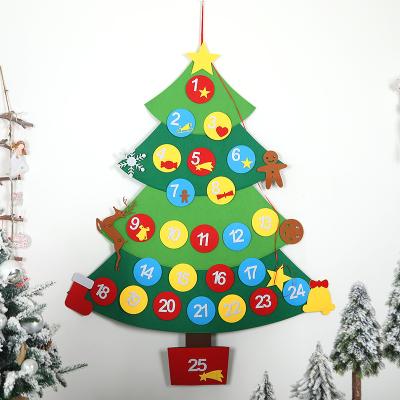 China YQ-224 Fashionable DIY Felt Christmas Tree Set Plus Advent Calendar Wall Hanging For Xmas Decorations for sale