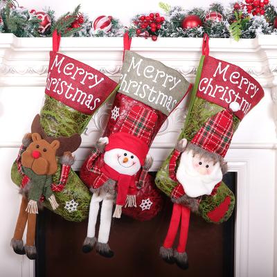 China KA-101 Eco-friendly Christmas Stocking Decorations Supplies Christmas Stocking Christmas Eve Gift Bag Decoration for sale