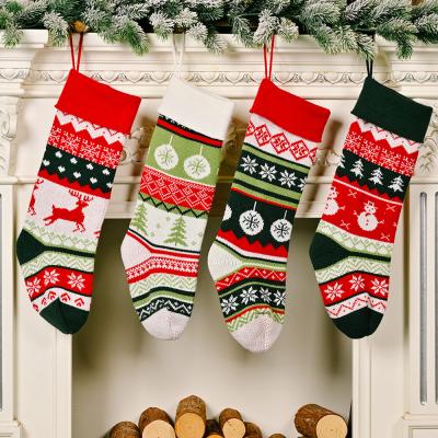 China HB-233 Christmas fashion socks ornament Christmas knitted stockings hanging Christmas decoration for sale