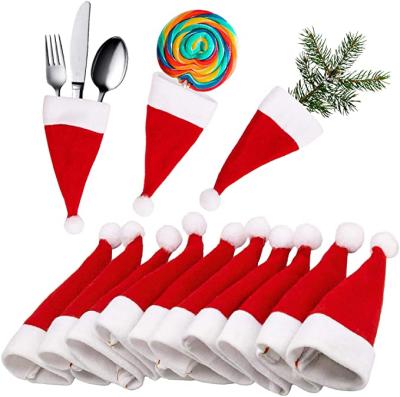 China HB-0382 Fashionable Mini Christmas Hats Christmas Cutlery Tableware Holders for Silverware Holders for sale