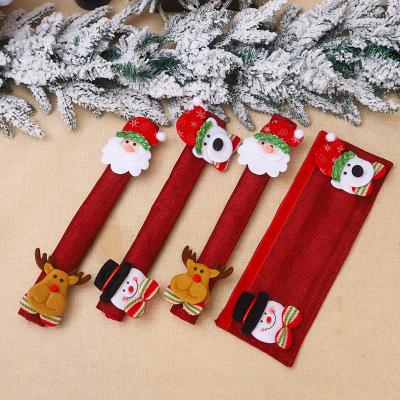 China YQ-172 Eco-friendly Christmas Refrigerator Door Handle Covers Set Of 4 Santa Snowman Kitchen Appliance Handle Covers for sale