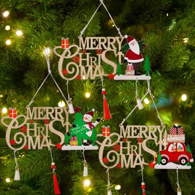 China Eco - Friendly Recycle New HB-239 Merry Christmas Wooden Cutout Letter Hanging Signs for sale