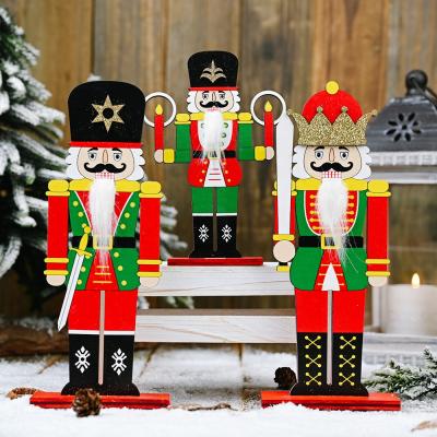 China HB-302 Eco-friendly Wooden Nutcracker Soldier Figurines Christmas Tabletop Ornaments For Vlovelife Birthday Gift for sale