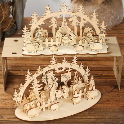 China HB-4604 Wooden Christmas Decorations Desktop DIY Wooden Letters Ornaments Table Home Decor for sale