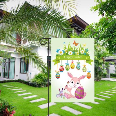 China Party Decoration QY-503 Wholesale Inch 12x20 Sublimation Happy Easter Garden Flag For Outdoor Yard Farmhouse Easter Decorations for sale