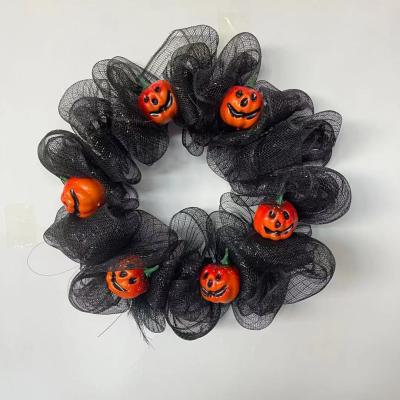 China Door Hanging Decoration HB-036 Halloween Garland for Front Door Decoration with Mesh Garland Pumpkin Door Hanging Decoration for sale