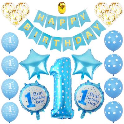 China GE-014 Baby Paper Boy 1st Happy Birthday Decorations Balloon Sets For Baby Shower Favor Supplies Set for sale