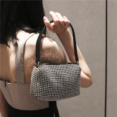 China 2022 High Quality Fashion Women's Diamond Messenger Bag Summer Glass Square Small Handbag Full Chain Bags for sale