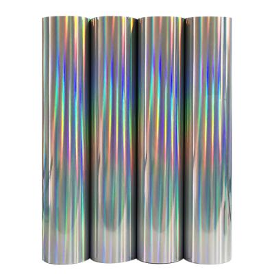 China Clothing Custom PU Silver Gold Soft HTV Holographic Reflective Rolls Heat Transfer Vinyl For T Shirts Iron On Fabrics for sale