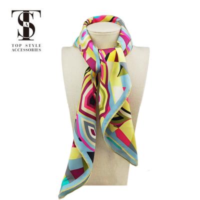 China Fashion 90*90 Soft Warm Feeling Square Twill Silk Scarf Women for sale