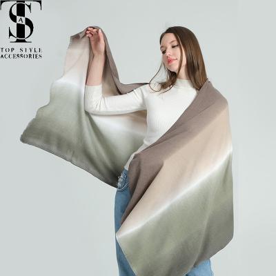 China Fashionable Autumn Winter Wholesale Rayon Shawl Soft Gradient Knit Thin Tassel Scarves Warm Wrap Scarf for sale