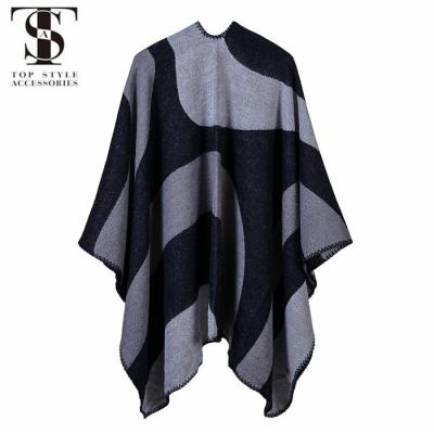 China 2022 Wholesale Shawl Soft Smooth Feeling Pattern Hoodie Women's Knitting Shawl With Sleeves Winter Cardigan for sale