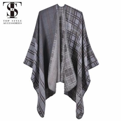 China 2022 Soft Smooth Feeling Manufacturer Blanket Poncho Coat Winter Scarf Plaid Women Professional Poncho Wraps Shawls for sale