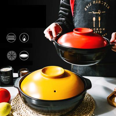 China Sustainable Cooking Heat Resistant Non Stick 3.5L 4L 6L Round Stew Stock Ceramic Soup Stock Cookware Porcelain Casserole Cooking Pot for sale