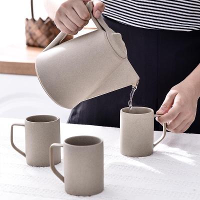 China Sustainable Drinkware Western Wholesale Gray Pottery Style Ceramic Tea Sets With Teapot for sale