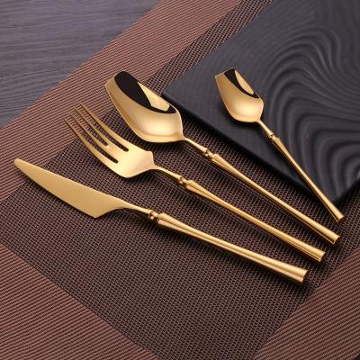 China Wholesale Disposable Portugal Royal Family Stainless Steel Mounted Matte Gold Wedding Gift Cutlery Knife Royal Titanium and Fork Flatware for sale