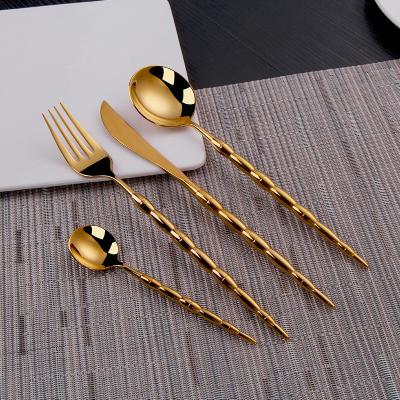 China Disposable high quality luxury gold plated stainless steel cutlery set for shinny polish flatware for sale