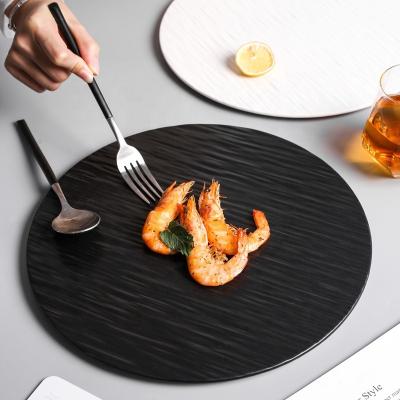 China Sustainable European Creative Flat Plate Ceramic Dinner Serving Round Shape Tableware For Home Restaurant for sale