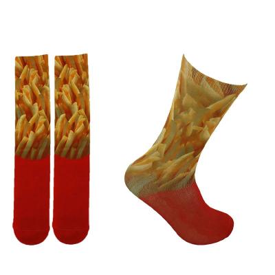 China Breathable Wholesale Food Design French Fries Custom Sublimation Printed Socks for sale