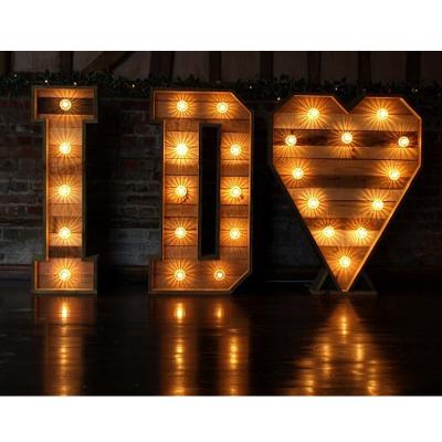 China Simple Fashion High End Party Suppliers Led Bulb Light Marquee Letter Color Changeable Love Letters Wedding Decoration for sale