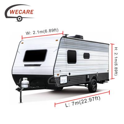 China Wecare Offroad Caravan DOT Certification Travel Trailer With Tent Pop Top Trailer With Slide Out Kitchen RV Camper for sale