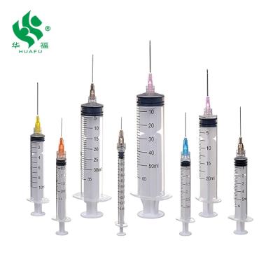 China Hot Selling HUAFU Factory Non-Pyrogen Sterile 510K 1ml Luer Lock Disposable Syringe 3 Parts With 25G/27G Needle With CE, ISO Certificate for sale