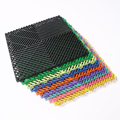 China 15.6ft Waterproof Wear Resistant Anti-Slip 15.6ft X 15.6ft PP Plastic Splicing Interlocking Floor Suspension Garage Flooring for sale