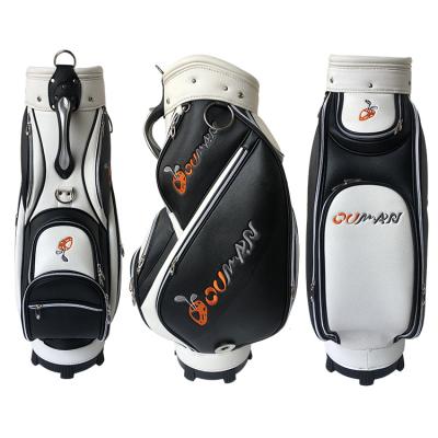 China New Professional Golf Bag Professional Golf Bag Durable Black And White Grass Twill PU Leather Waterproof Durable Club Bag for sale