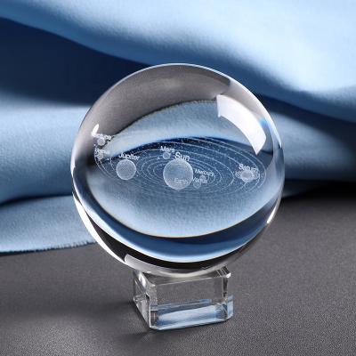 China 2020 China inter-carven romantic gift 60mm 80mm 100mm solar system crystal ball 3d globe for sale